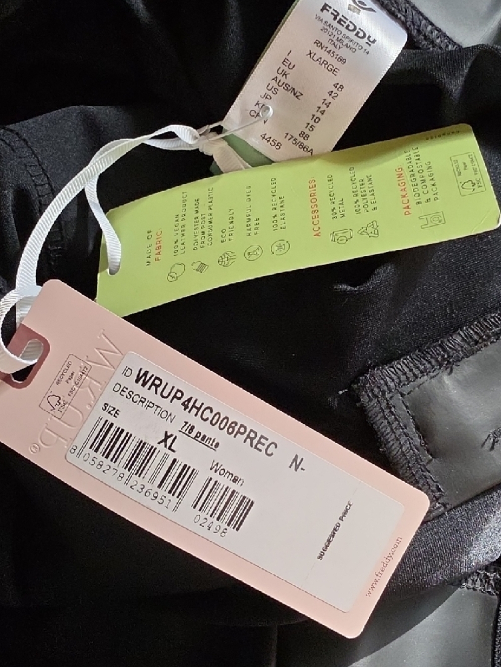 Freddy WRUP Black Faux Leather High Waisted Leggings 7/8 Length Size XL - Picture 11 of 11